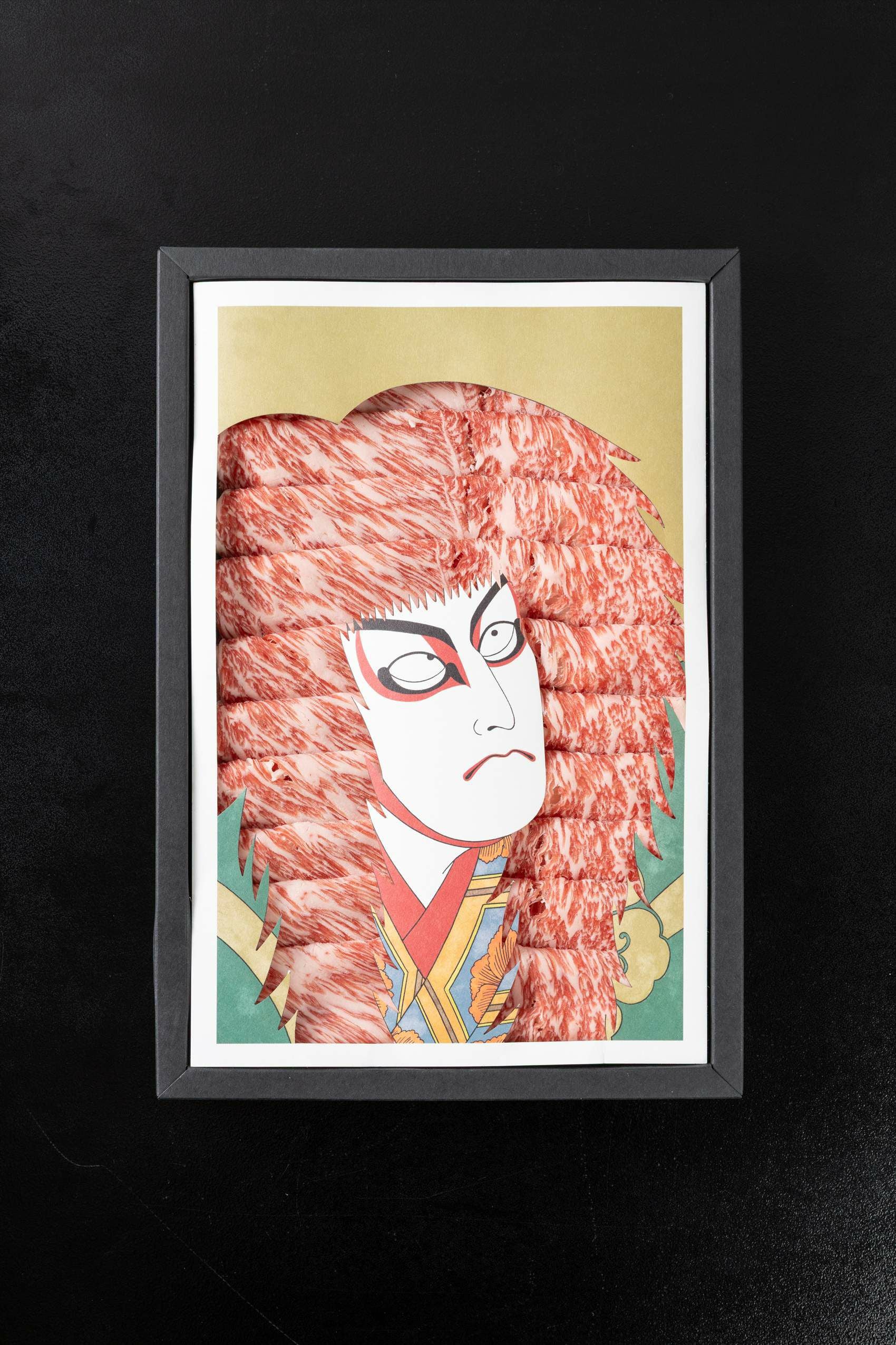 美品 歌舞伎 連獅子 伝統工芸 壁掛け インテリア 壁掛け インテリア 作品 Art Beef Gallery『歌舞伎 連獅子』 日本三大和牛「近江牛A5ランク